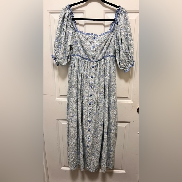 MABLE Light Blue and White Floral Fabric Dress Size M - Picture 1 of 5
